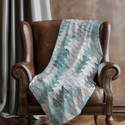 Addison Rugs Angled Checks Teal Washable Indoor-Outdoor Rug