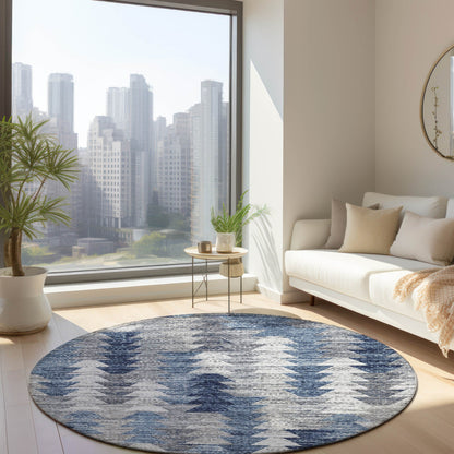 Addison Rugs Angled Checks Blue Washable Indoor-Outdoor Rug
