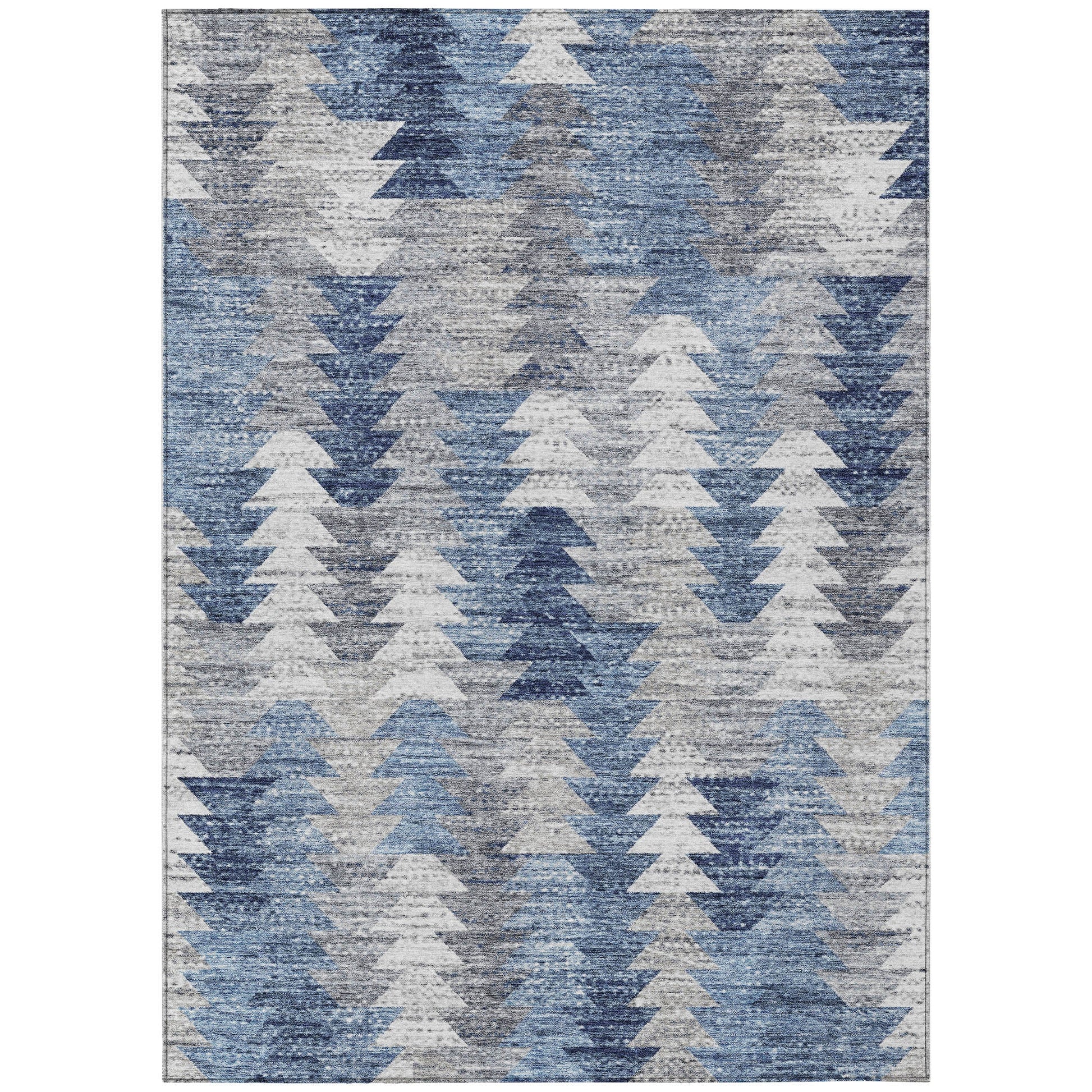 Addison Rugs Angled Checks Blue Washable Indoor-Outdoor Rug