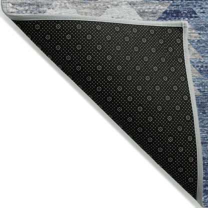 Addison Rugs Angled Checks Blue Washable Indoor-Outdoor Rug
