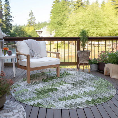 Addison Rugs Angled Checks Green Washable Indoor-Outdoor Rug