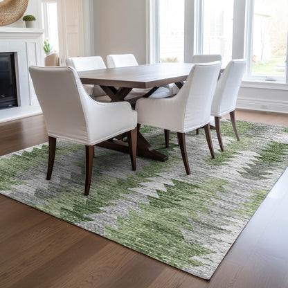 Addison Rugs Angled Checks Green Washable Indoor-Outdoor Rug