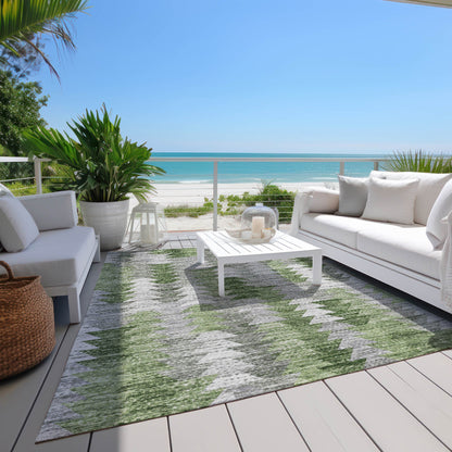 Addison Rugs Angled Checks Green Washable Indoor-Outdoor Rug