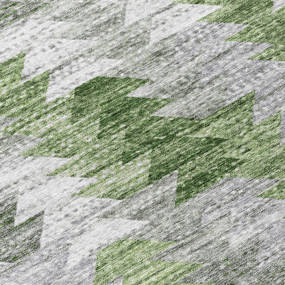 Addison Rugs Angled Checks Green Washable Indoor-Outdoor Rug