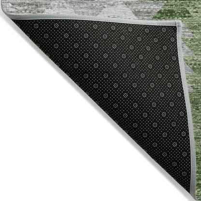 Addison Rugs Angled Checks Green Washable Indoor-Outdoor Rug