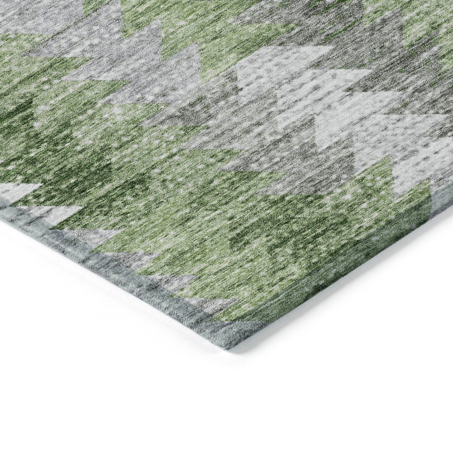 Addison Rugs Angled Checks Green Washable Indoor-Outdoor Rug