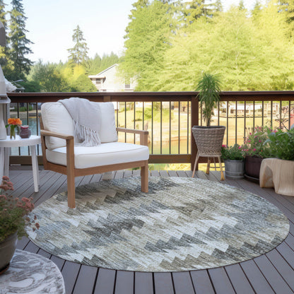 Addison Rugs Angled Checks Taupe Washable Indoor-Outdoor Rug