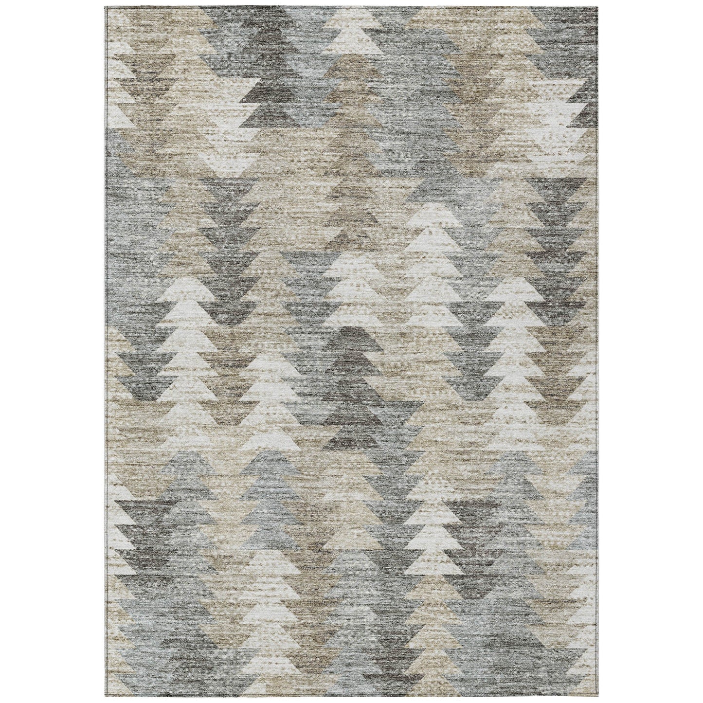 Addison Rugs Angled Checks Taupe Washable Indoor-Outdoor Rug
