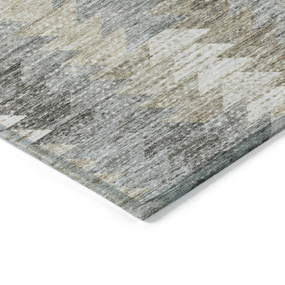 Addison Rugs Angled Checks Taupe Washable Indoor-Outdoor Rug