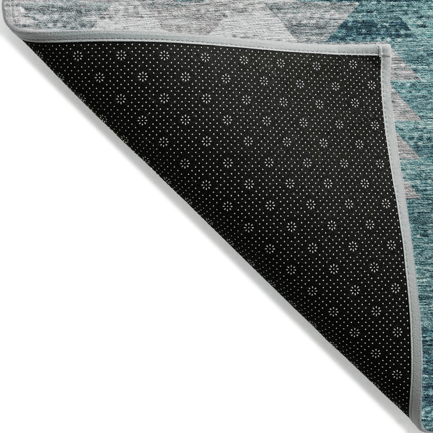 Addison Rugs Angled Checks Teal Washable Indoor-Outdoor Rug