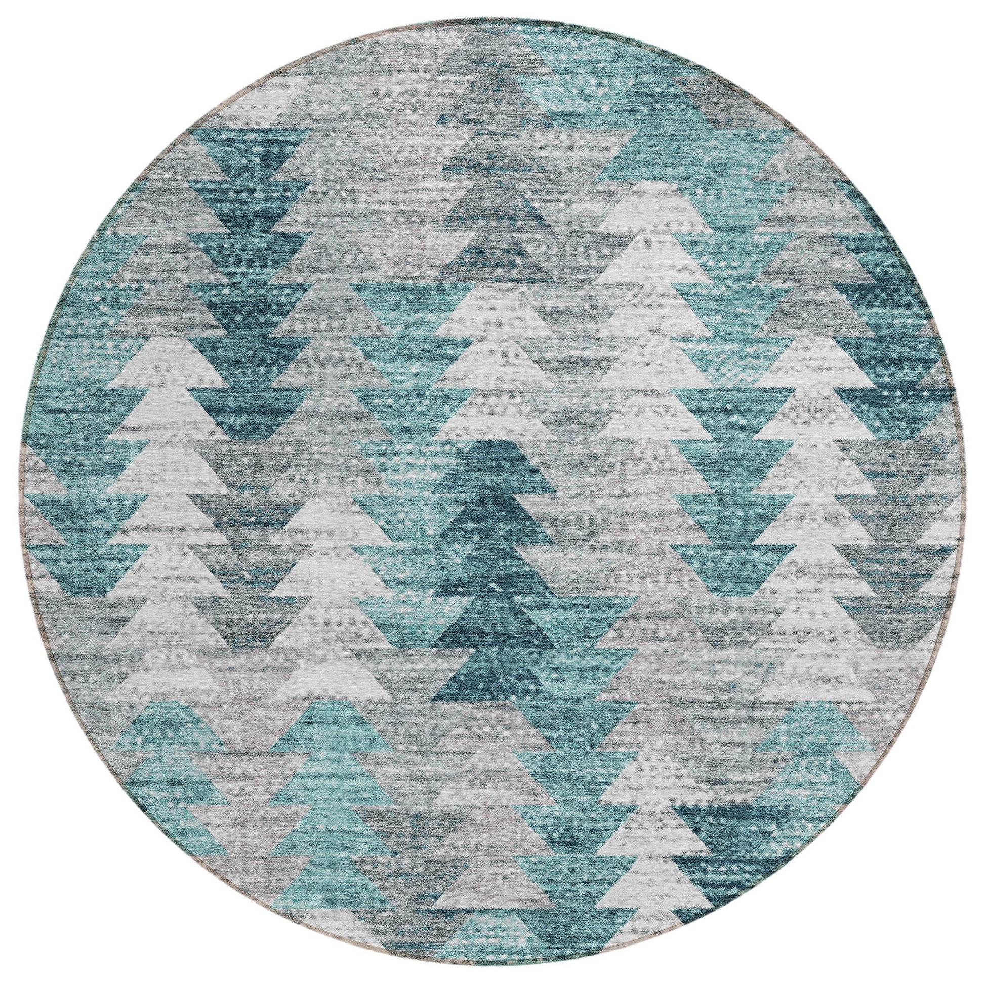 Addison Rugs Angled Checks Teal Washable Indoor-Outdoor Rug