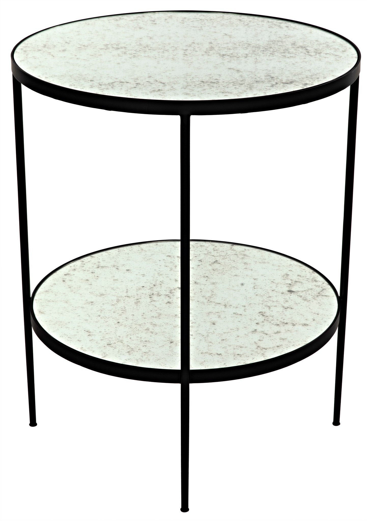 Anna Black Steel Round Side Table With Antiqued Mirror-Side Tables-Noir-Sideboards and Things