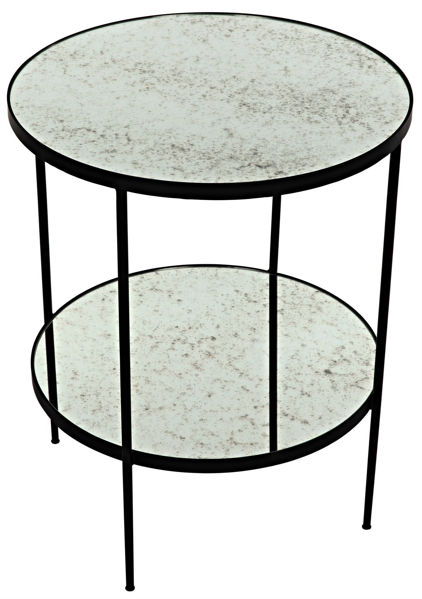 Anna Black Steel Round Side Table With Antiqued Mirror-Side Tables-Noir-Sideboards and Things