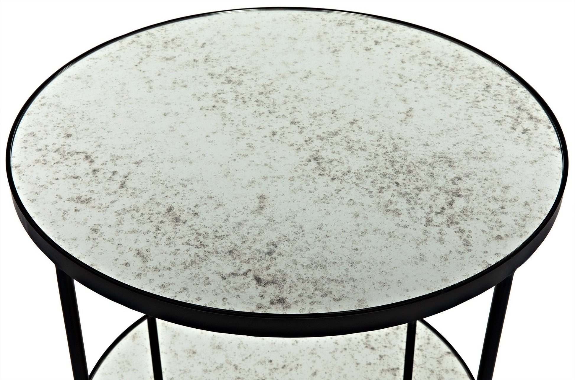 Anna Black Steel Round Side Table With Antiqued Mirror-Side Tables-Noir-Sideboards and Things