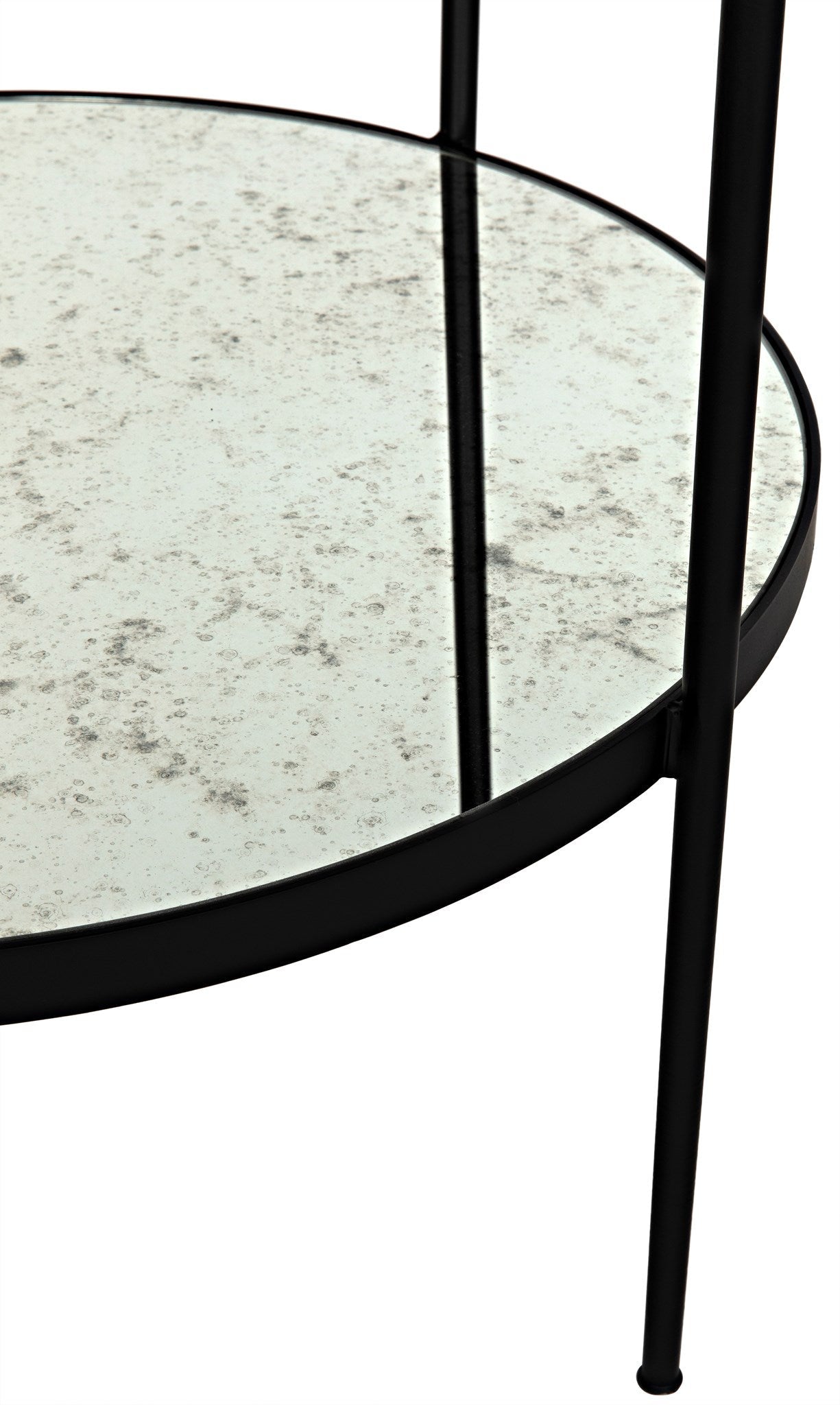 Anna Black Steel Round Side Table With Antiqued Mirror-Side Tables-Noir-Sideboards and Things