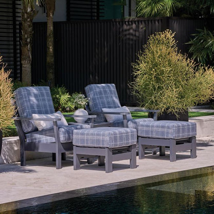 Telescope Antero Deep Seat Cushion Chair with Outdoor Ottoman 4PC Set