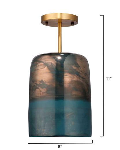 Antique Brass Aqua Metallic Glass Vapor Semi-Flush Mount Flush Mounts Sideboards and Things By Jamie Young