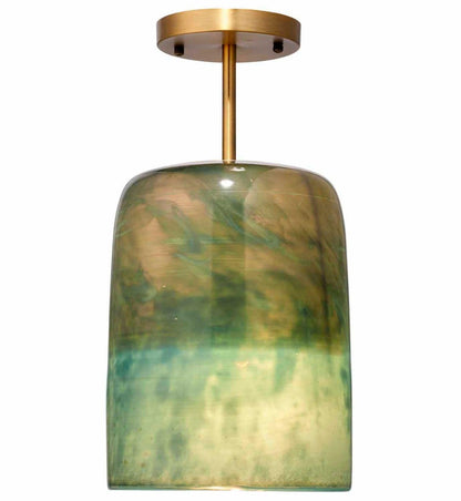 Antique Brass Aqua Metallic Glass Vapor Semi-Flush Mount Flush Mounts Sideboards and Things By Jamie Young