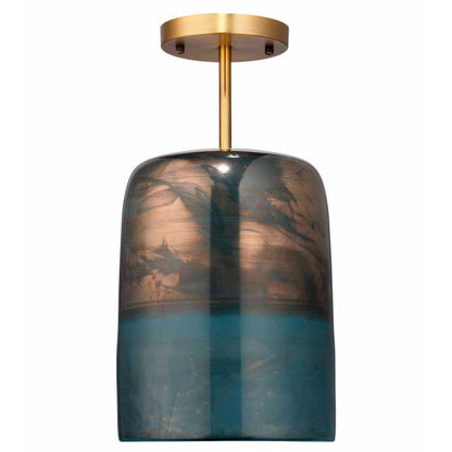 Antique Brass Aqua Metallic Glass Vapor Semi-Flush Mount Flush Mounts Sideboards and Things By Jamie Young