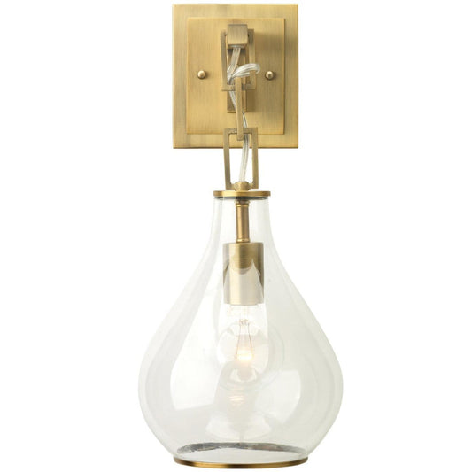 Antique Brass Clear Glass Tear Drop Hanging Wall Sconce Wall Sconces Sideboards and Things By Jamie Young