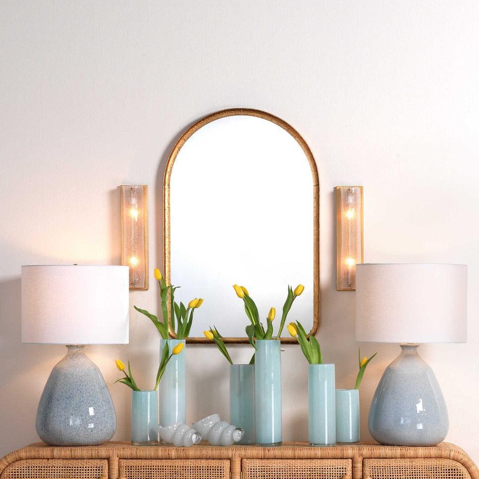 Antique Brass Glass Moet Double Rounded Sconce Wall Sconces Sideboards and Things By Jamie Young