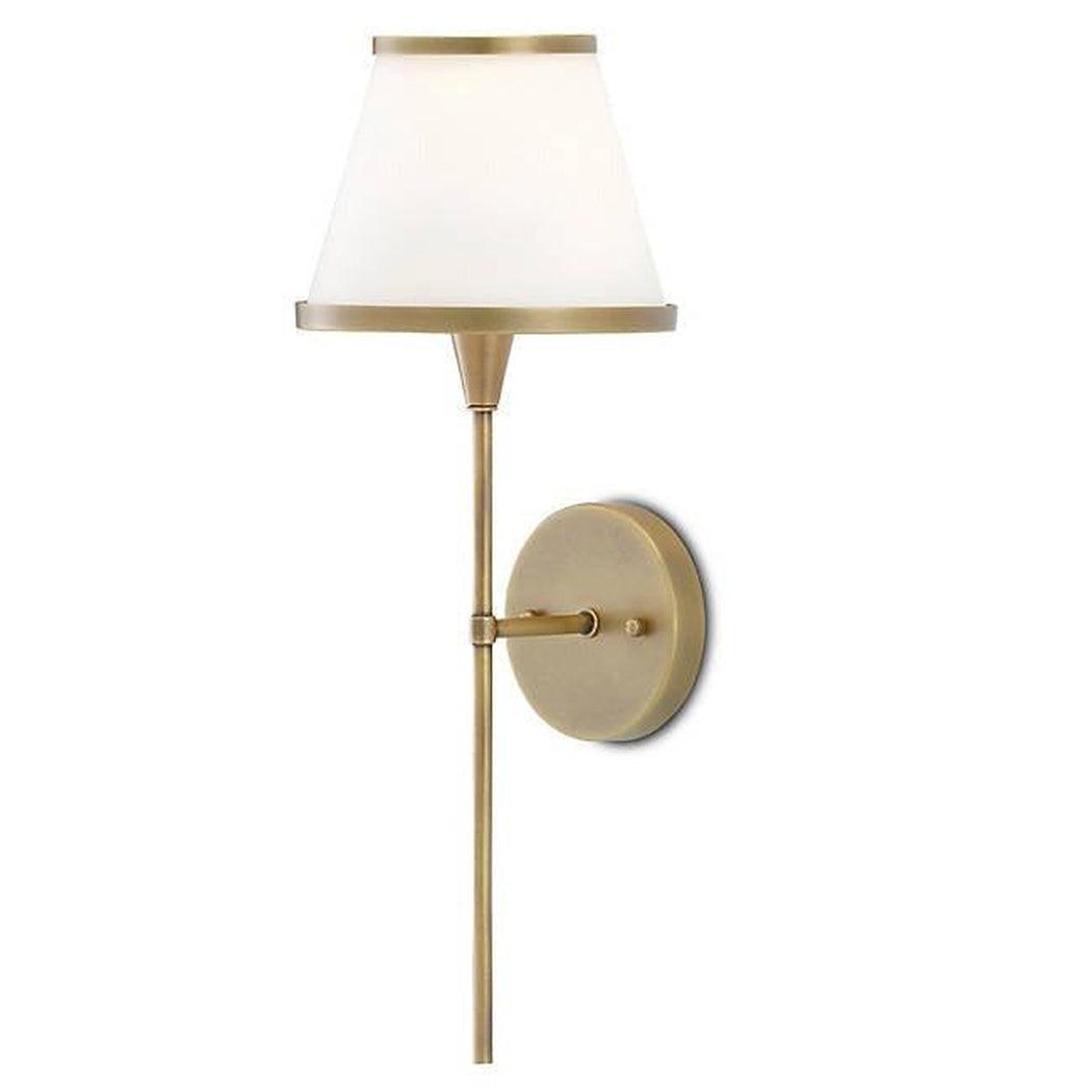 Antique Brass Opaque Glass Brimsley Brass Wall Sconce Wall Sconces Sideboards and Things By Currey & Co