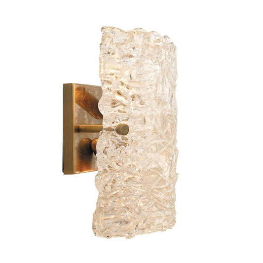 Antique Brass Textured Swan Curved Glass Sconce - Large Wall Sconces Sideboards and Things By Jamie Young