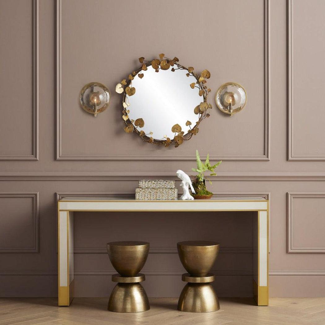 Antique Brass Vinna Brass Round Mirror Wall Mirrors Sideboards and Things By Currey & Co