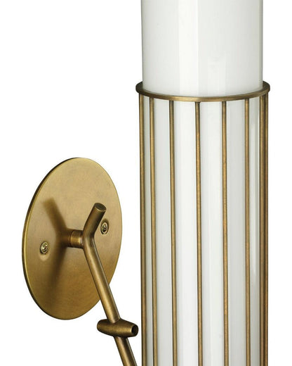 Jamie Young Antique Brass White Glass Torino Wall Sconce