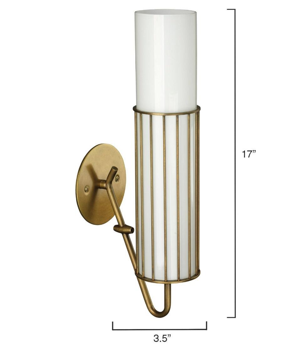 Jamie Young Antique Brass White Glass Torino Wall Sconce