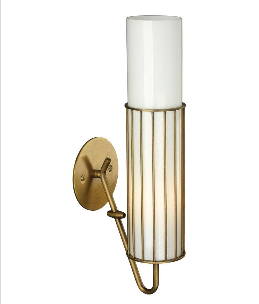 Jamie Young Antique Brass White Glass Torino Wall Sconce