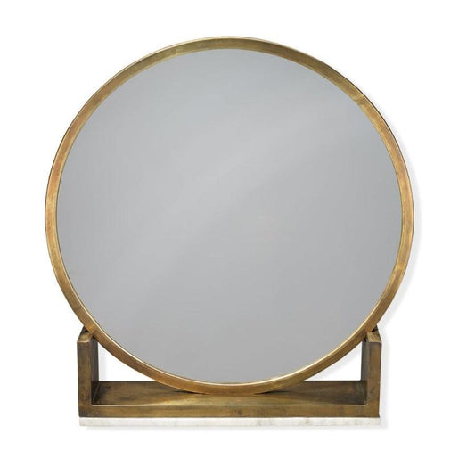 Antique Brass White Marble Odyssey Standing Wall Mirror Wall Mirrors Sideboards and Things By Jamie Young
