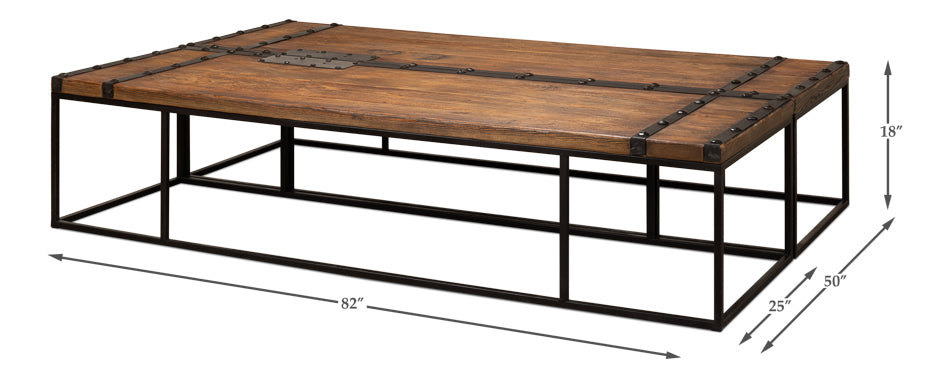 Antique Door Coffee Table Extra Large Size Reclaimed Wood-Coffee Tables-Sarreid-LOOMLAN