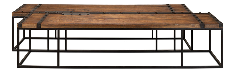 Antique Door Coffee Table Extra Large Size Reclaimed Wood-Coffee Tables-Sarreid-LOOMLAN