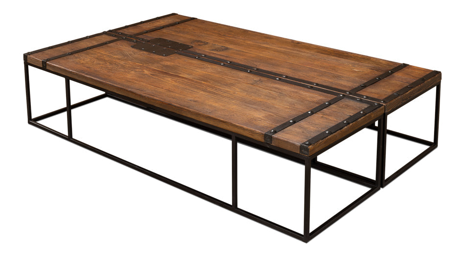 Antique Door Coffee Table Extra Large Size Reclaimed Wood-Coffee Tables-Sarreid-LOOMLAN