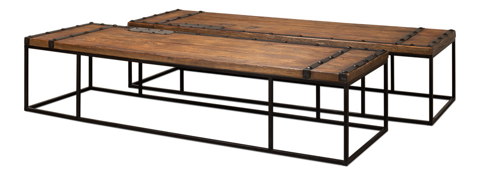 Antique Door Coffee Table Extra Large Size Reclaimed Wood-Coffee Tables-Sarreid-LOOMLAN