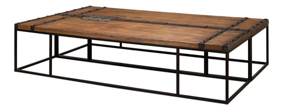 Antique Door Coffee Table Extra Large Size Reclaimed Wood-Coffee Tables-Sarreid-LOOMLAN