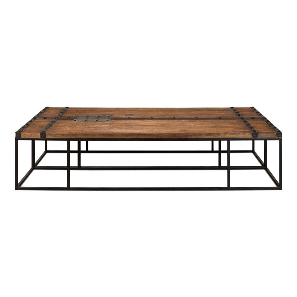 Antique Door Coffee Table Extra Large Size Reclaimed Wood-Coffee Tables-Sarreid-LOOMLAN