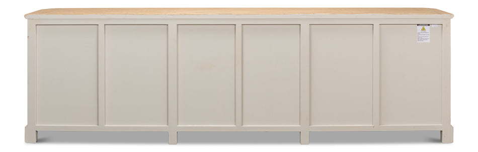 Antique Whitewash Extra Wide Sideboard 6 Door-Sideboards-Sarreid-LOOMLAN