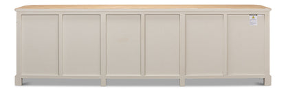 Antique Whitewash Extra Wide Sideboard 6 Door-Sideboards-Sarreid-LOOMLAN