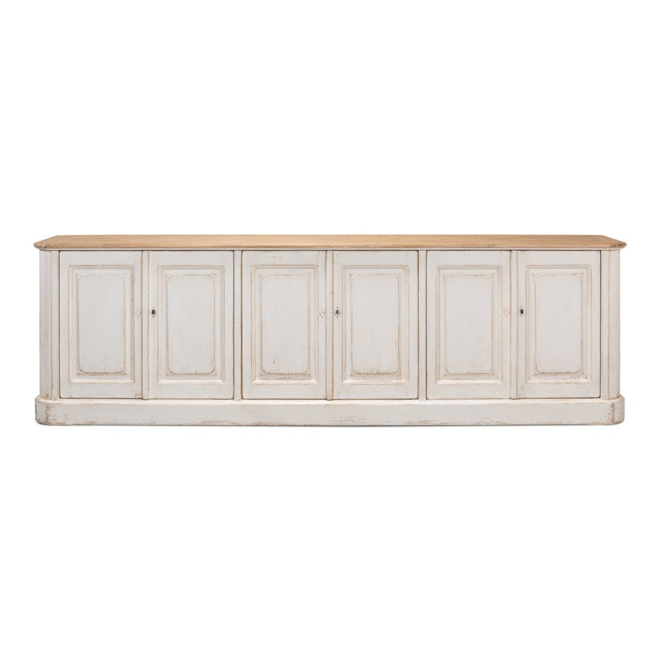 Antique Whitewash Extra Wide Sideboard 6 Door-Sideboards-Sarreid-LOOMLAN