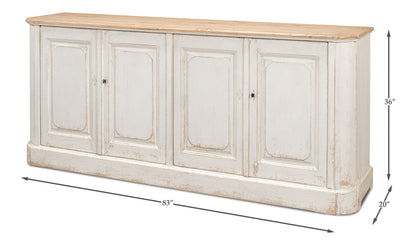 Antique Whitewash Sideboard 4 Door-Sideboards-Sarreid-LOOMLAN