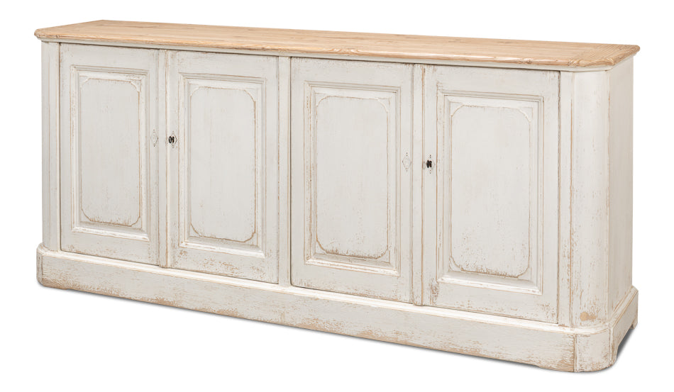 Antique Whitewash Sideboard 4 Door-Sideboards-Sarreid-LOOMLAN