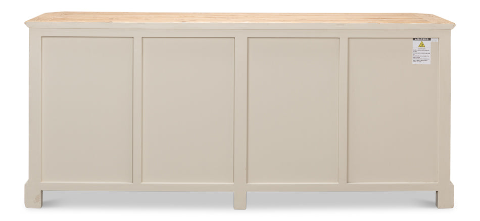 Antique Whitewash Sideboard 4 Door-Sideboards-Sarreid-LOOMLAN