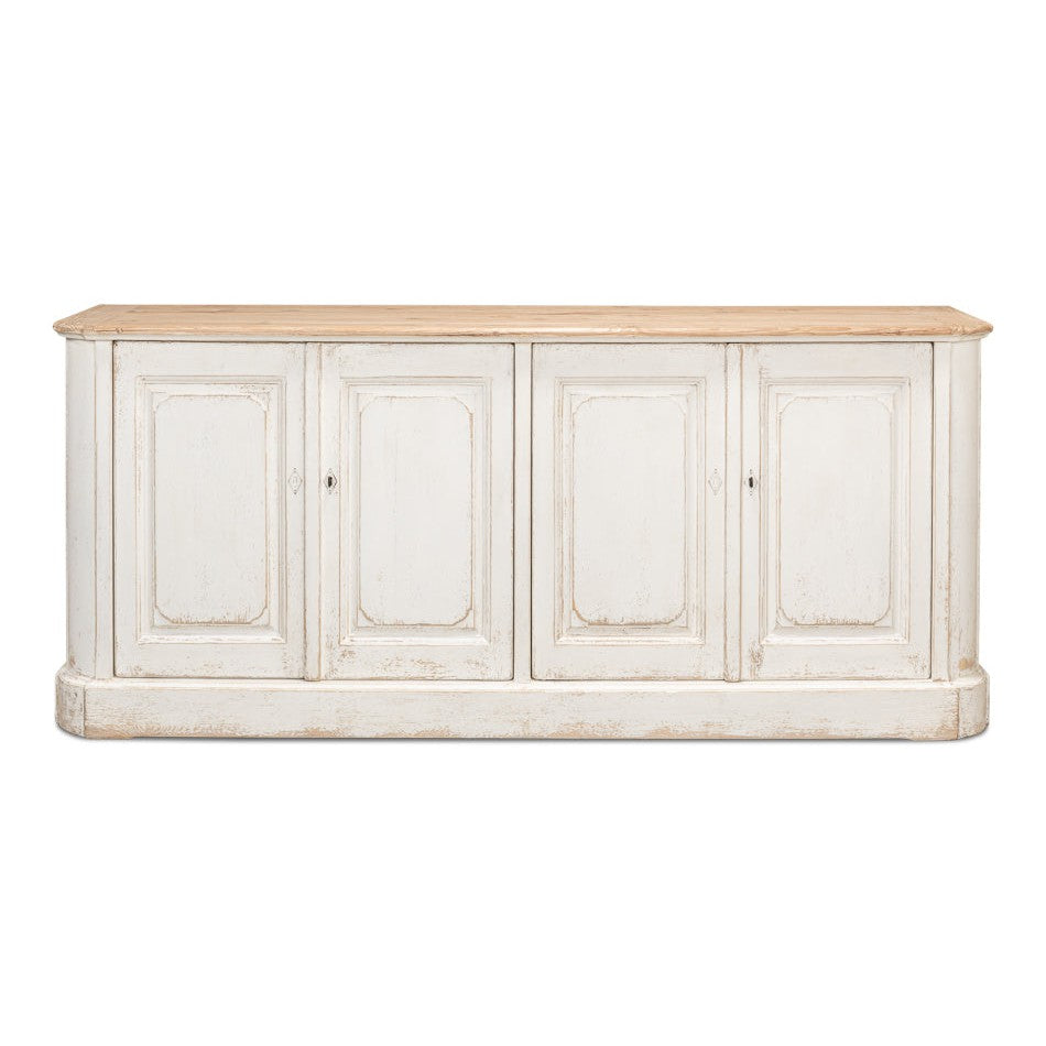 Antique Whitewash Sideboard 4 Door-Sideboards-Sarreid-LOOMLAN