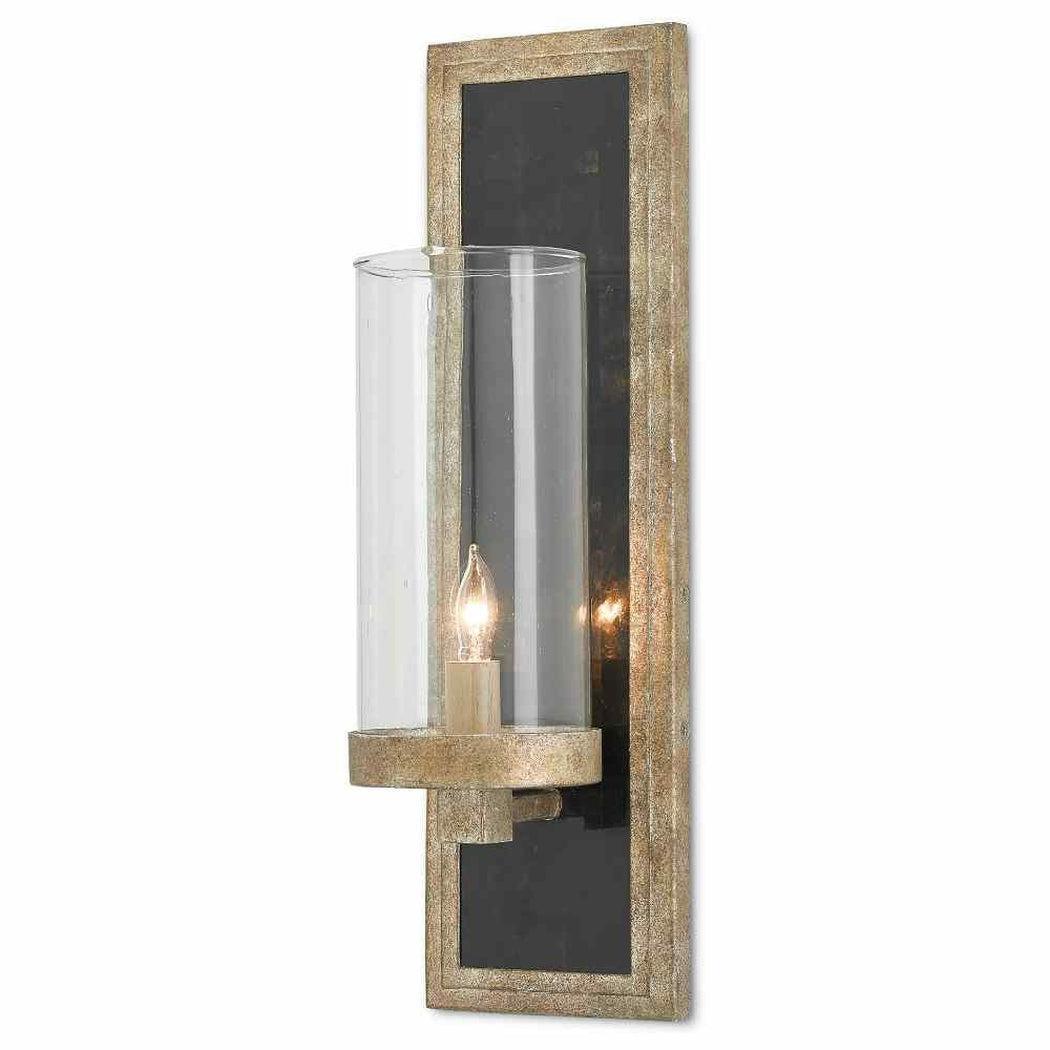 Antiqued Silver Black Penshell Crackle Charade Silver Wall Sconce Wall Sconces Sideboards and Things By Currey & Co