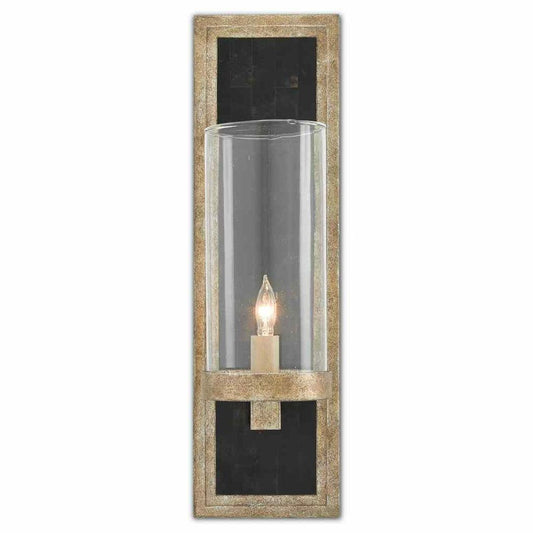 Antiqued Silver Black Penshell Crackle Charade Silver Wall Sconce Wall Sconces Sideboards and Things By Currey & Co