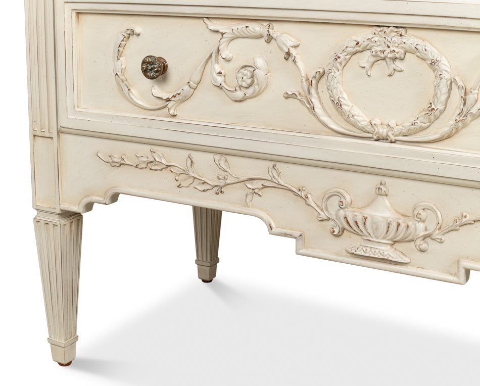 Antoinette Chest Of Two Drawers Distressed White-Chests-Sarreid-LOOMLAN