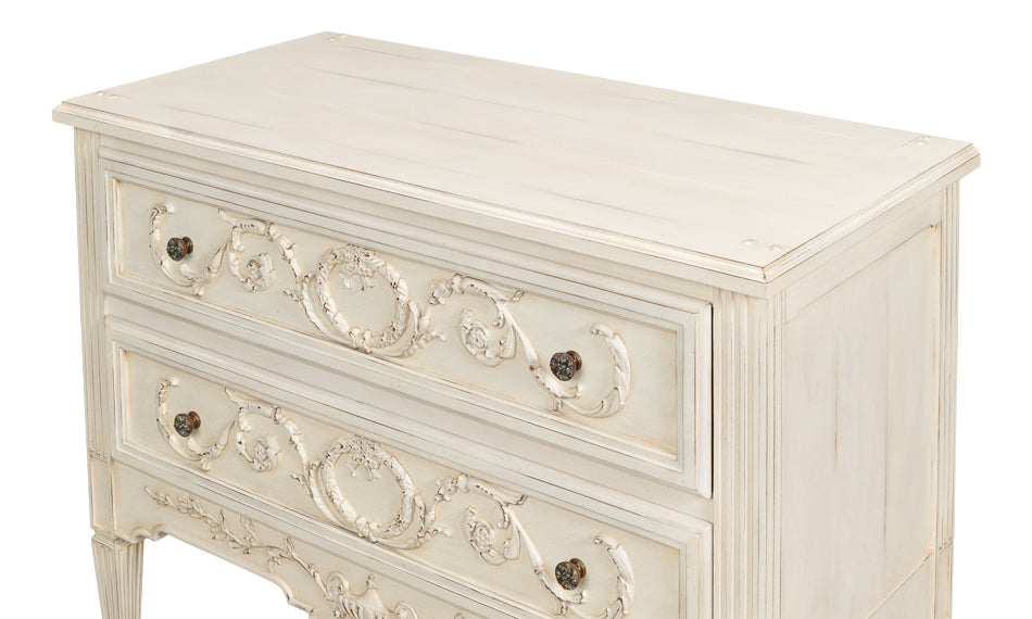 Antoinette Chest Of Two Drawers Distressed White-Chests-Sarreid-LOOMLAN