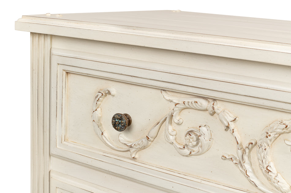 Antoinette Chest Of Two Drawers Distressed White-Chests-Sarreid-LOOMLAN